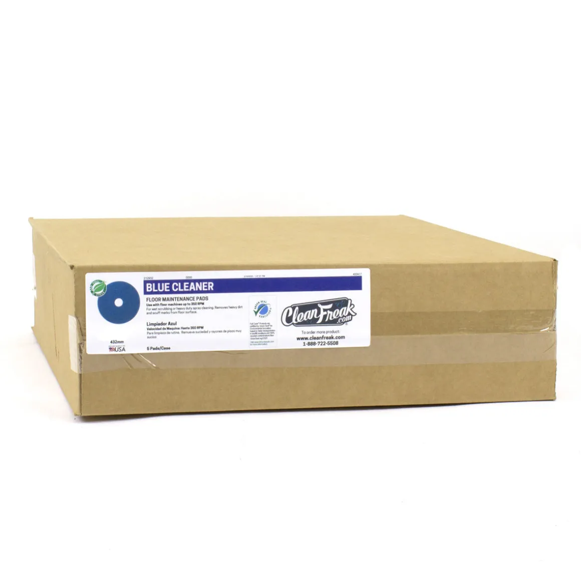 15" Blue Medium Duty Floor Cleaning & Scrubbing Pads - Case of 5