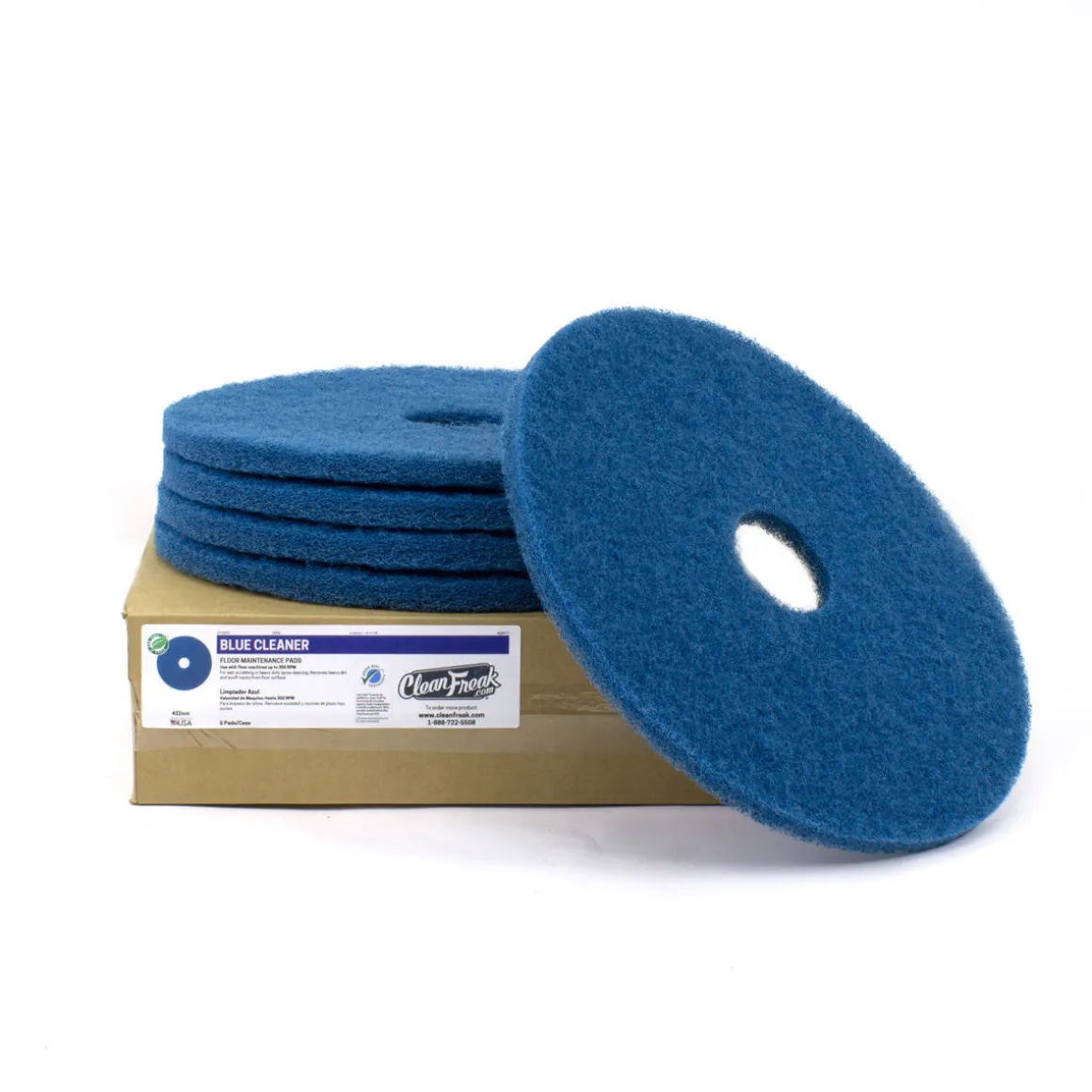 14" Blue Medium Duty Floor Scrubbing Pads - Case of 5