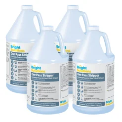 Bright Solutions® 'One Pass Stripper' Extremely Powerful Floor Finish Stripper (4 Gallon Bottles) - Case of 4