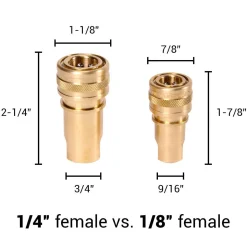 1/4" Female Brass Quick Disconnect Fitting w/ Female Pipe Thread for Carpet Extractor Tools & Hoses