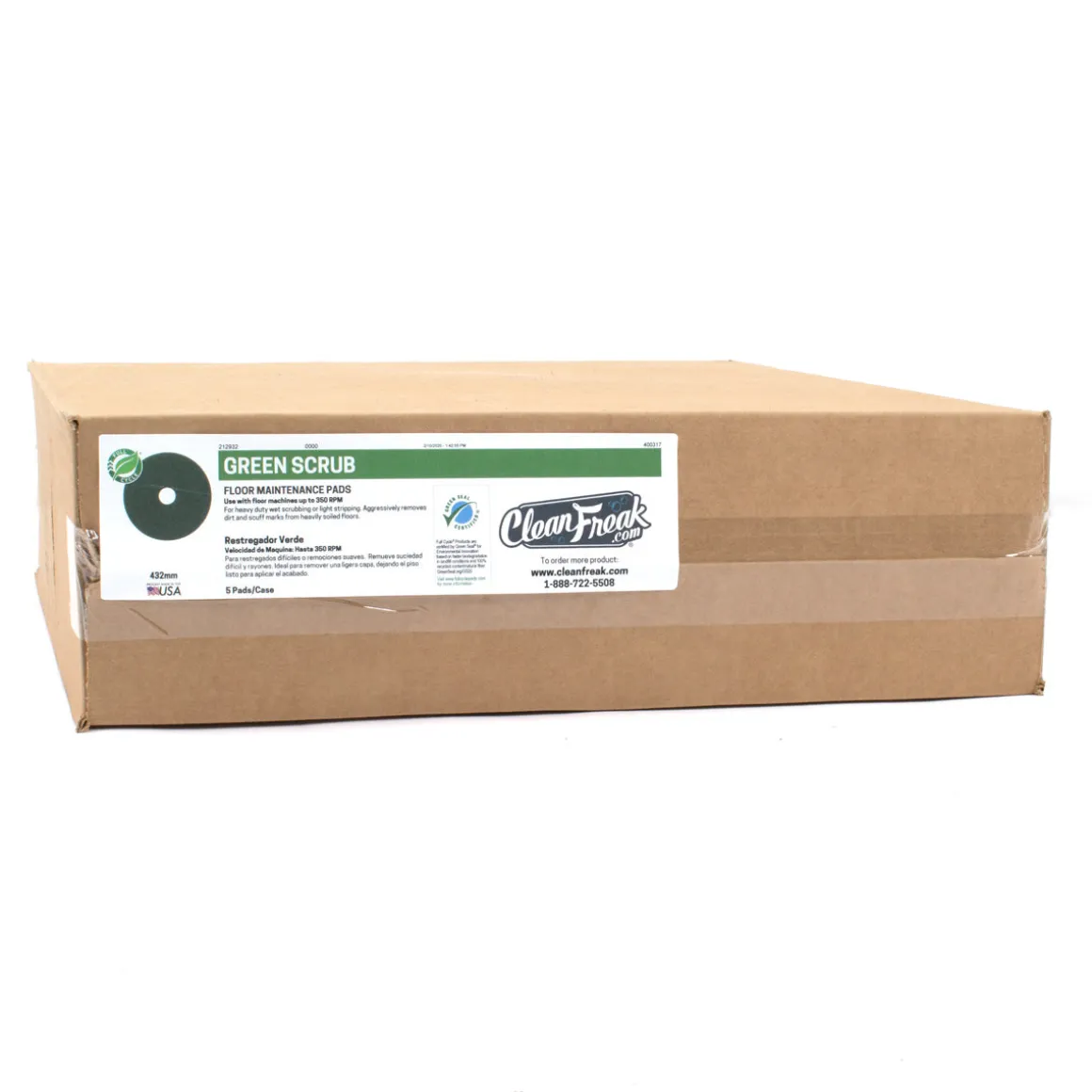 13" Green Deep Scrubbing Floor Pads - Case of 5