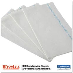 KC WypAll® X80 White w/ Blue Stripe Disposable Foodservice Wipes (#06280) - Case of 150