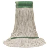 MaxiClean® Cotton & Synthetic Blend White Wet Mops w/ 5" Wide Band (Size: Medium | Looped Ends) - Case of 12