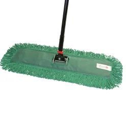 24" MaxiDust™ Cotton Looped End Green Dry Dust Mop Floor Kits (Includes 4 Mops, Frames & Handles)