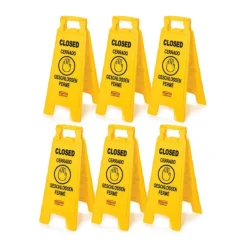 Rubbermaid® 4-Language 'Closed' Mutli-Purpose Floor Sign - Case of 6